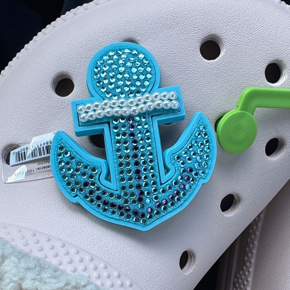 CROCS Blue Anchor Shoe Charm with Rhinestones